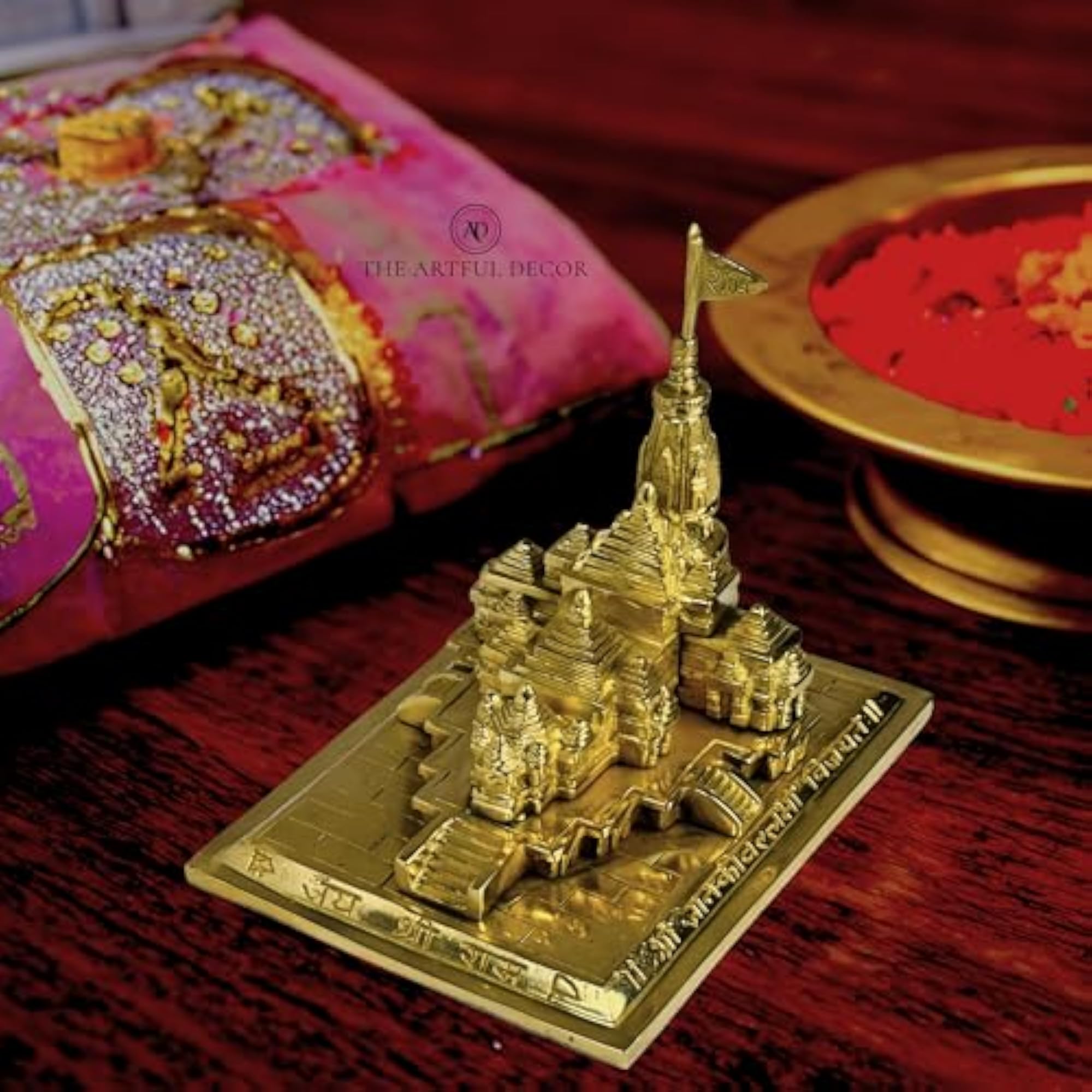 Ram Mandir Ayodhya Model 3D Brass Design, Decorative Gift